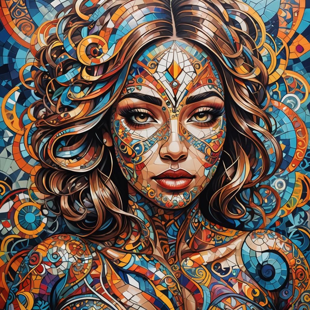 Vibrant Graffiti Illustration of a Voluptuous Woman