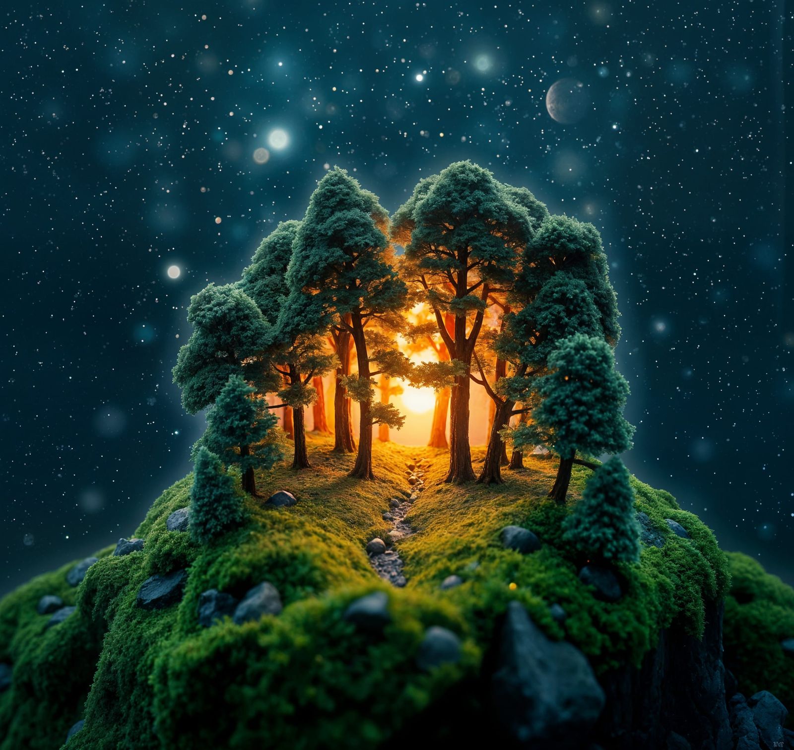 Miniature Forest Portal With Supernova Effect