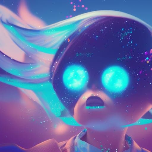 Anime Taco in Cosmic Stardust Sky, Digital Art