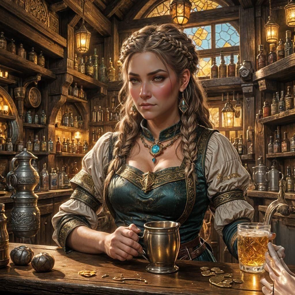 Epic Fantasy Dwarven Bartender Portrait