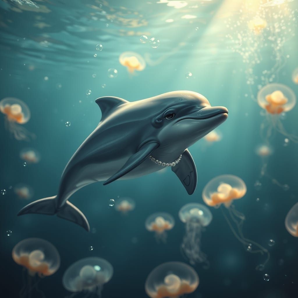 Dolphin in Underwater Fantasy Realm