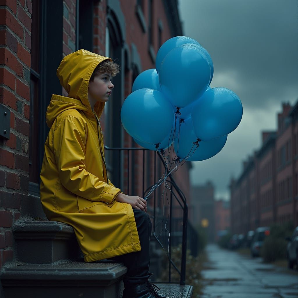 Boy with Balloons in Brooklyn, Hopper Style