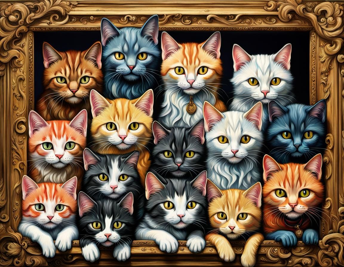 Kittens in a Box: Impasto Painting Masterpiece