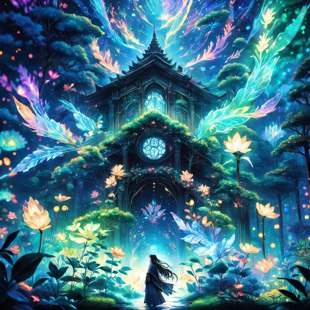 Ethereal Goddess Blooms in Luminous Forest