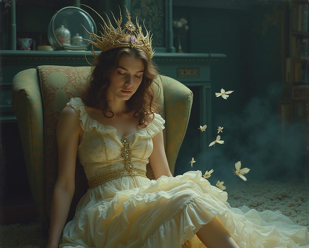 A Crown of Sci-Deco Steam-Fi Words Pillowed in an Octane Sle...