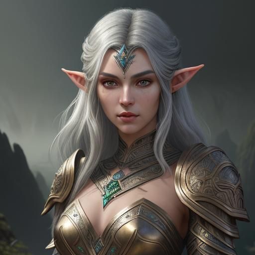 Ayleid Wild Elf Portrait in Art Deco Style