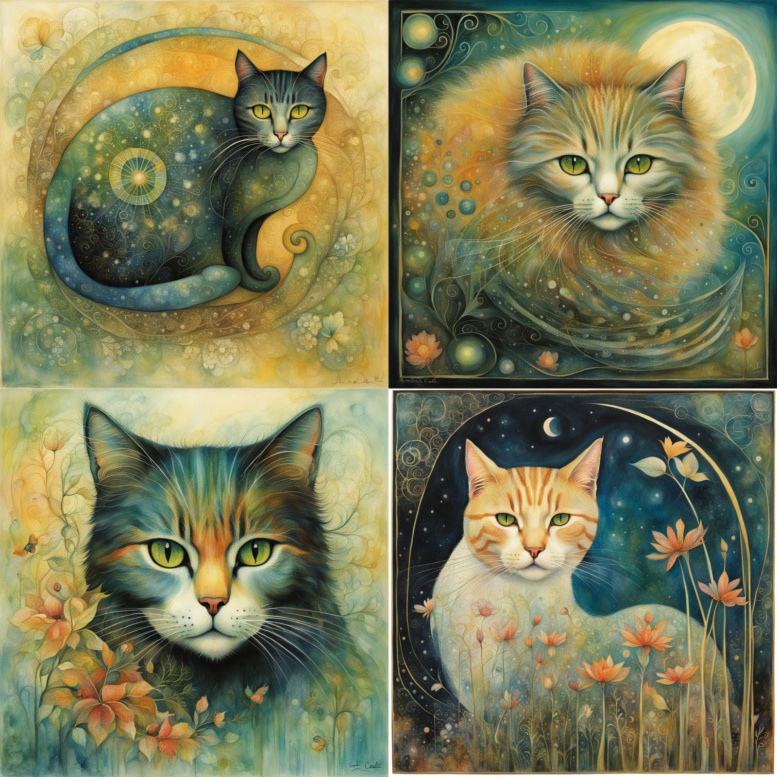 Surreal Cat Portrait in Expressionist Style