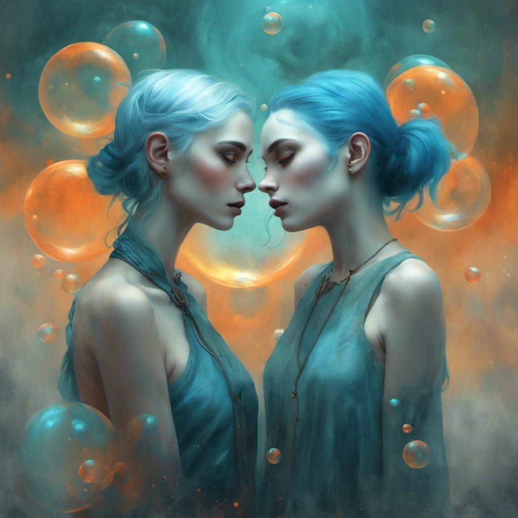 Woman with Blue Hair in Ethereal Digital Art