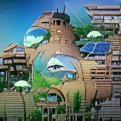 Solarpunk City in Studio Ghibli Style