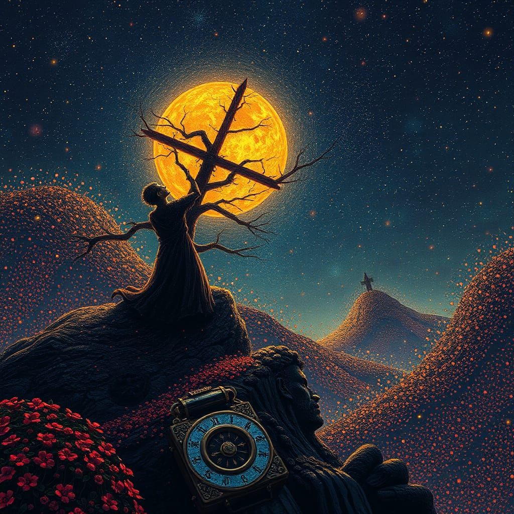 Surreal Sun in Motion: A Blend of Artistic Styles