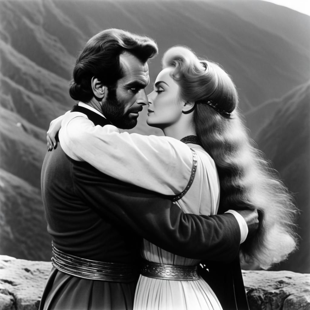 Siegfried and Brunhilde Embrace: Art Nouveau Style