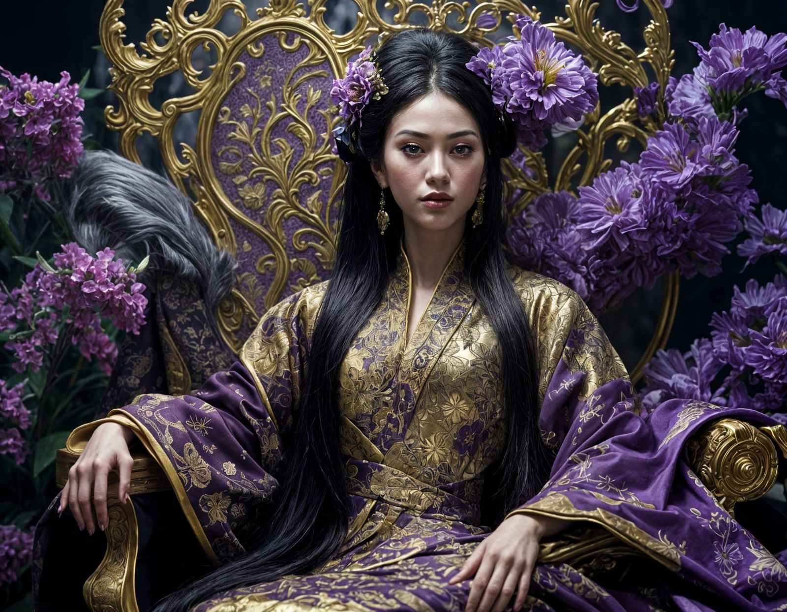 Demon Woman in Kimono: Dark Fantasy Realism