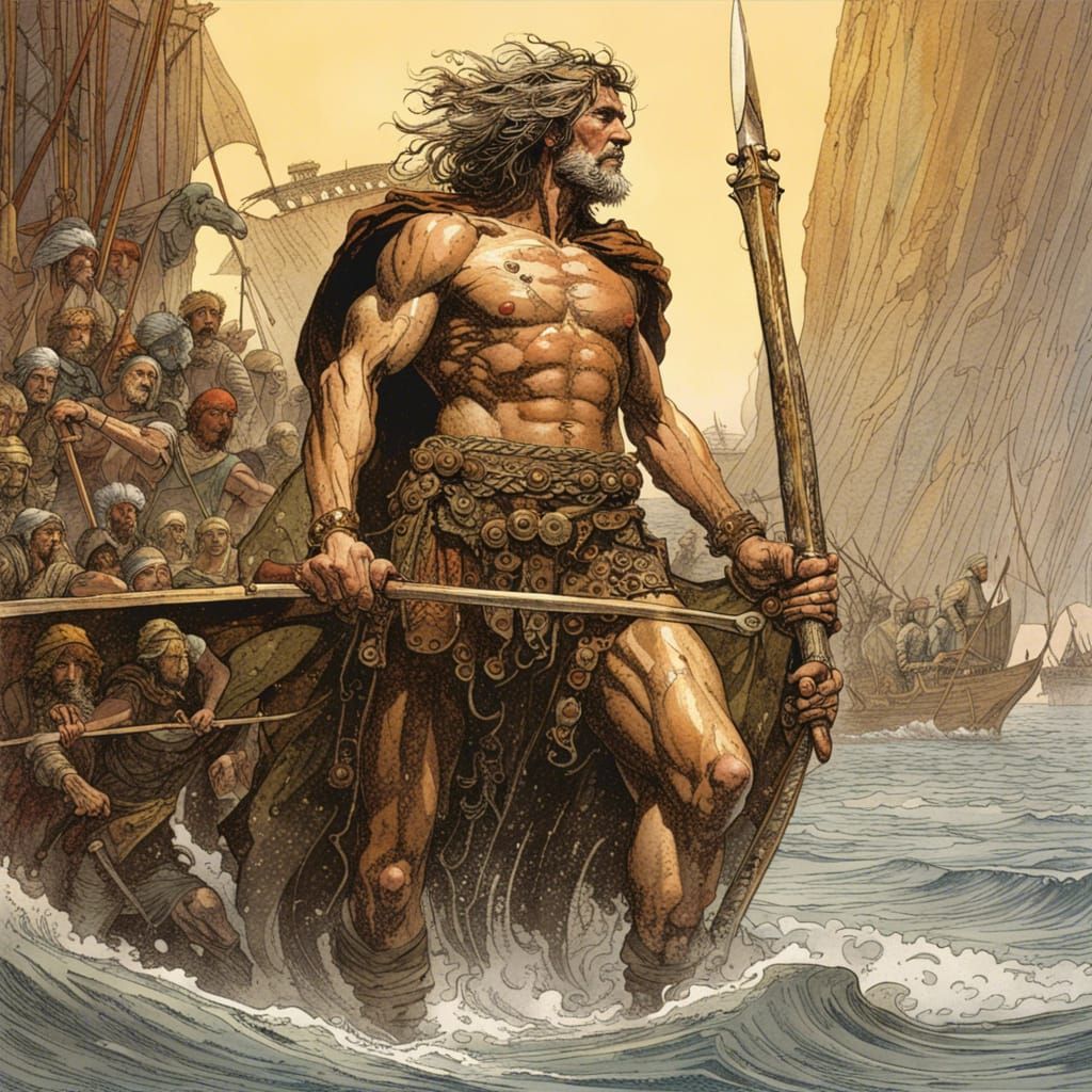 Odysseus in Dark Fantasy Style