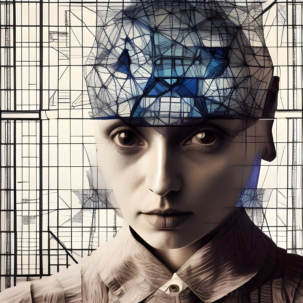 Visionary Blueprint: Modern Ink Painting of Future