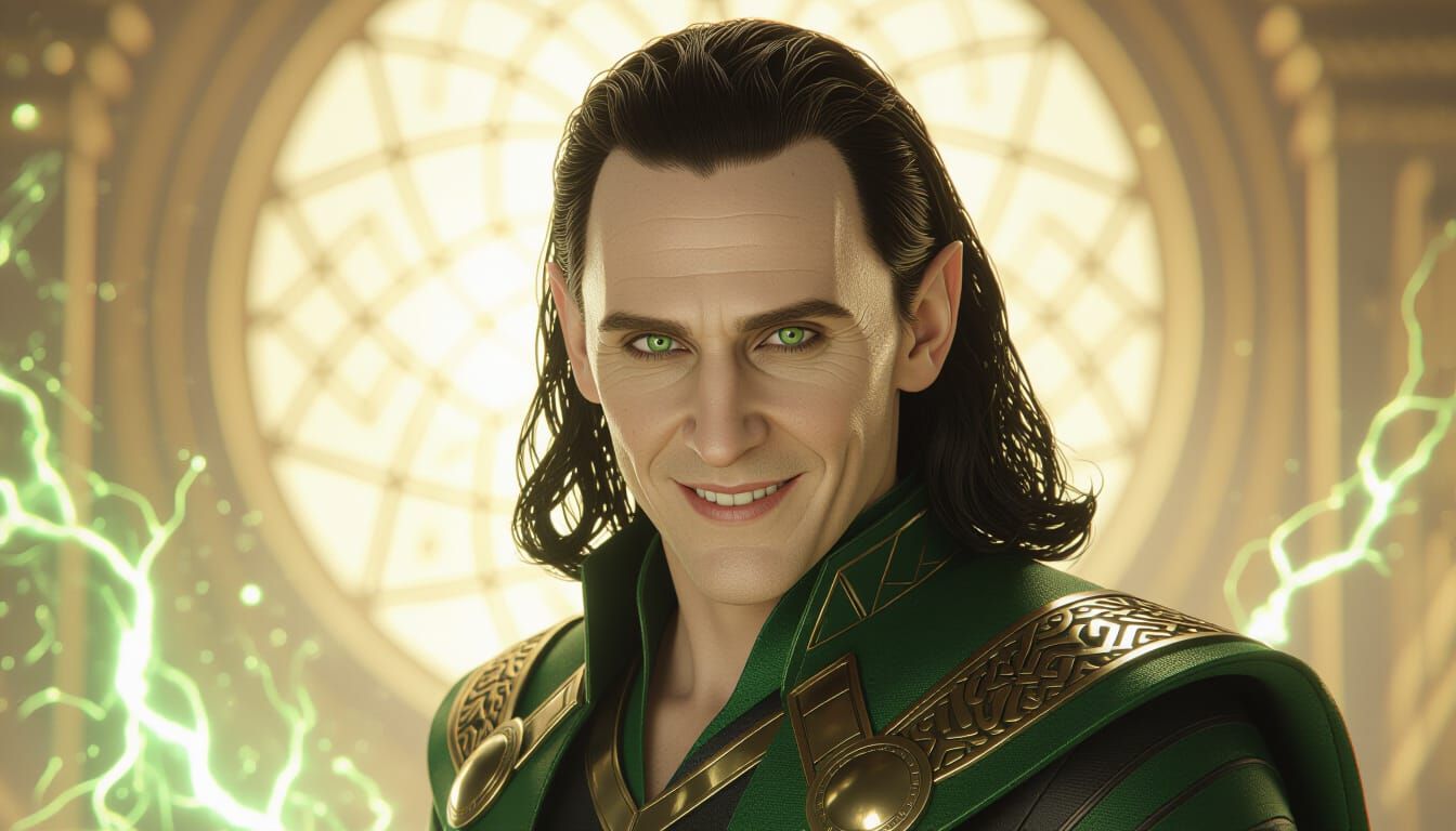 Loki Plotting Ragnarök in Asgard, Hyperrealistic