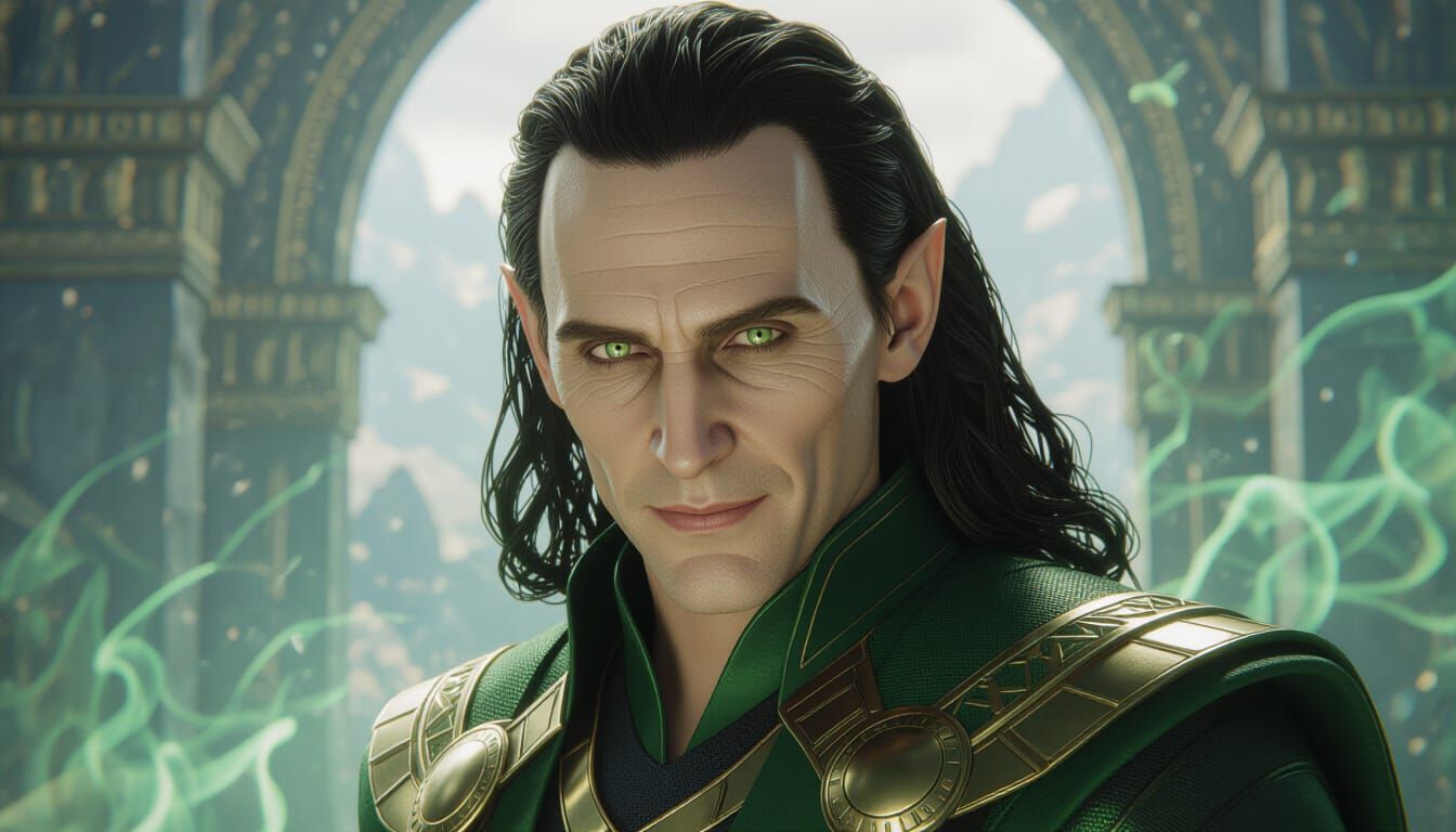 Loki in Asgard: God of Mischief in Cinematic Portrait