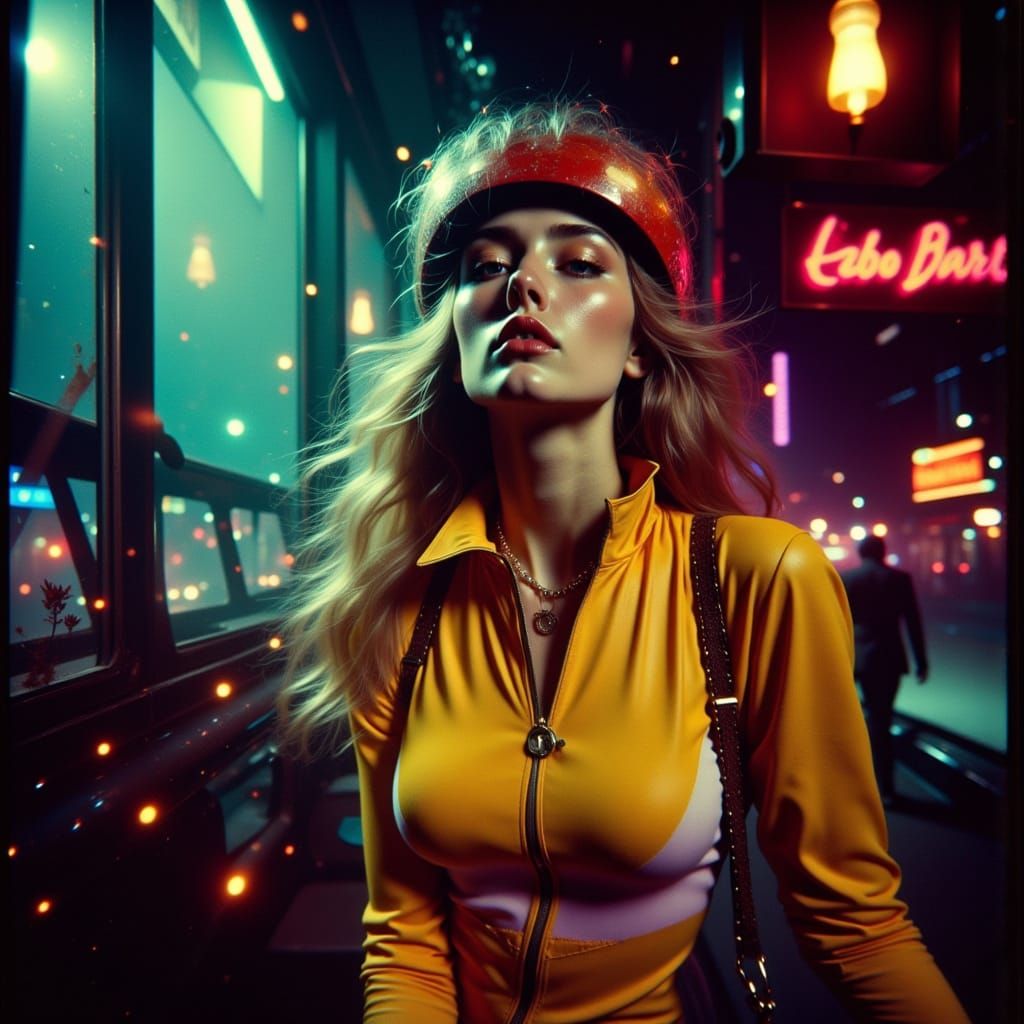 French Cyclist Posing at Dawn in Vibrant Colors