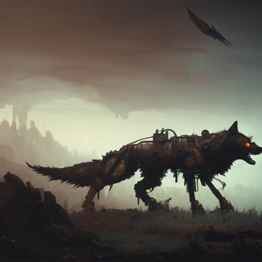 Mechanical Wolf Robot Escapes Steampunk Horror
