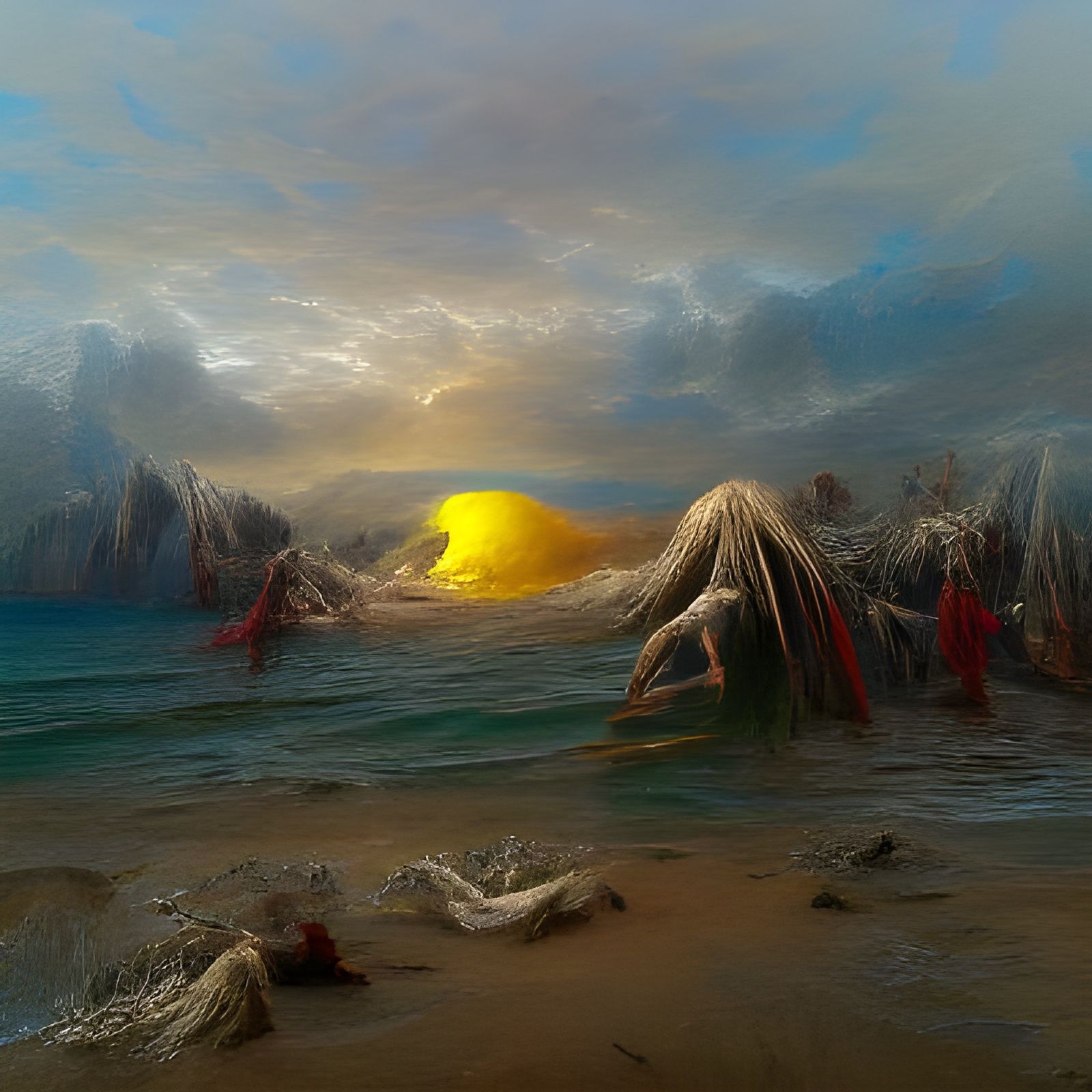 Beach Sunrise in Hyperrealistic Style