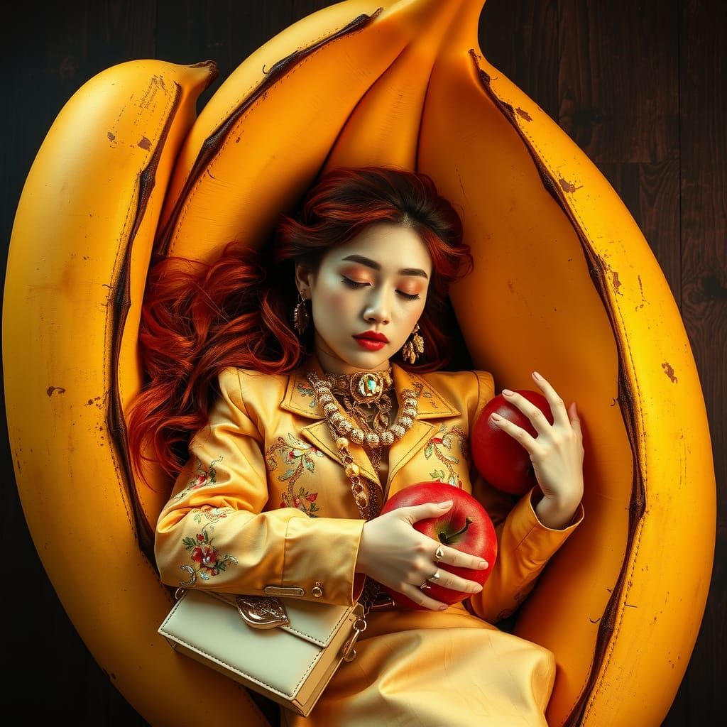 Hong Kong Woman Asleep in Giant Banana