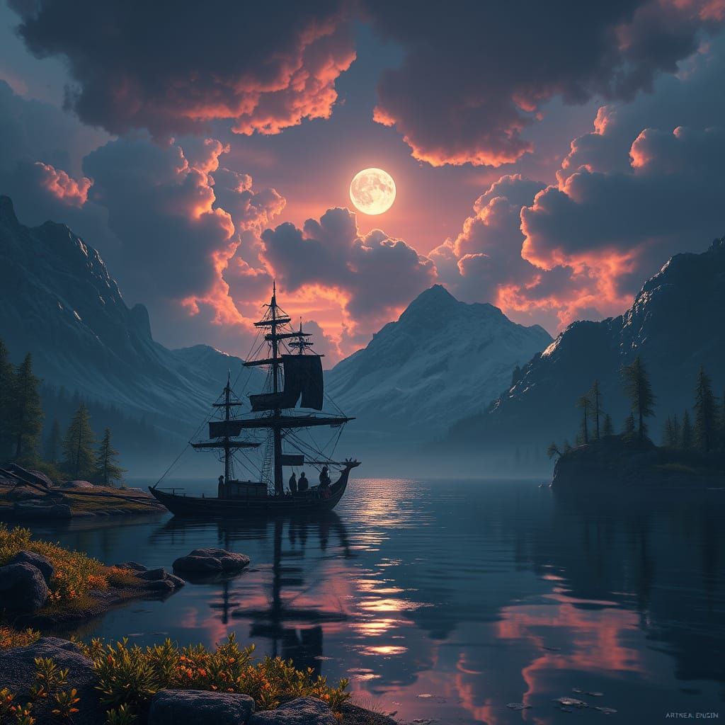 Enchanted Lake Oasis in Vibrant Color