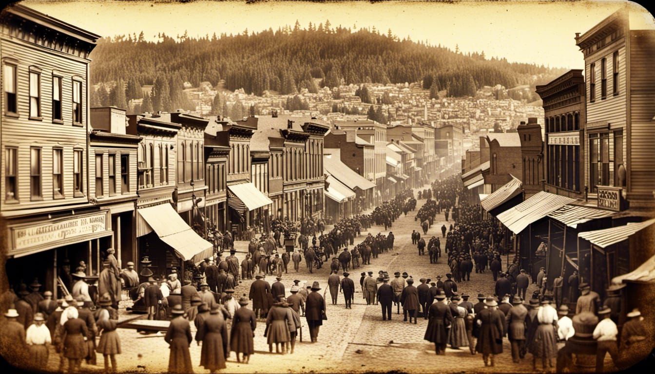 Deadwood Main Street, 1870s Daguerreotype Photograph
