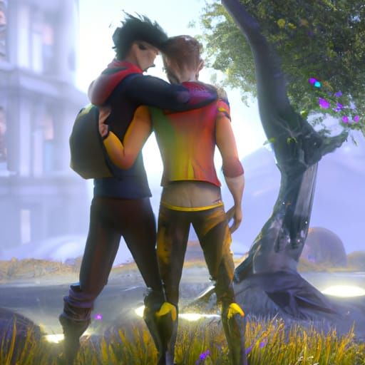 Fantastical Matte Painting of a Gay Couple