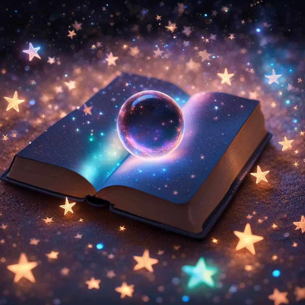 Holographic Galaxy Emerging from Book, Digital Art