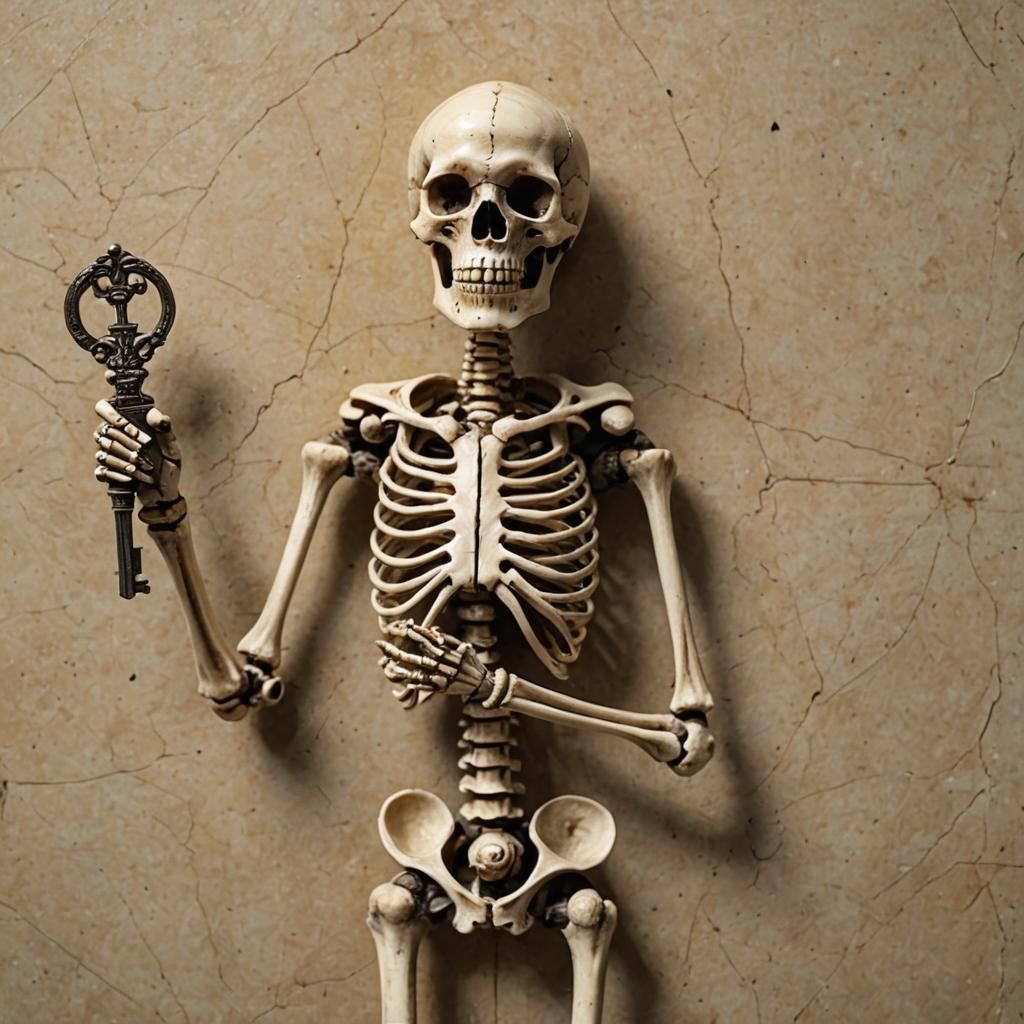 Skeletal Hand Holds Bone Key: Masterpiece