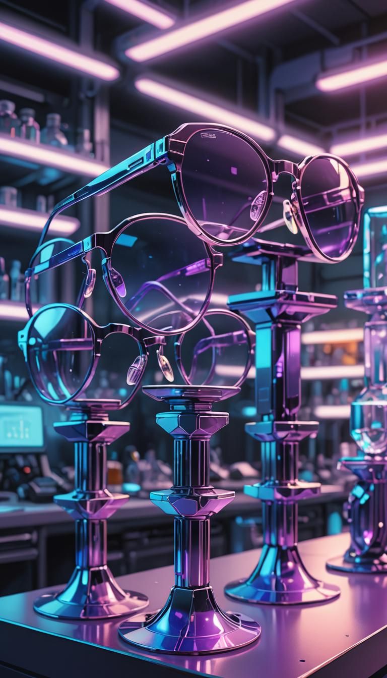 Futuristic Alien Eyewear in a High-Tech Laboratory