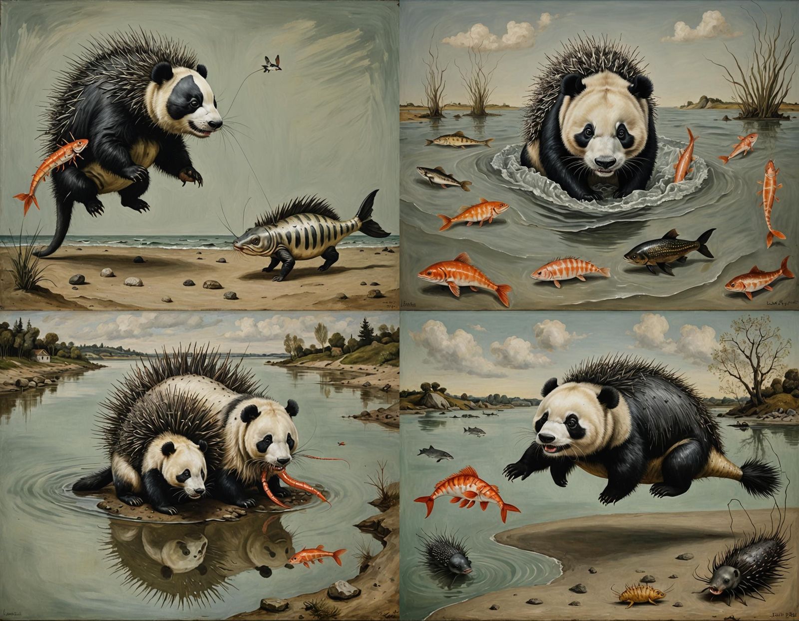 Surreal Hybrid Creature in Oil Painting Style