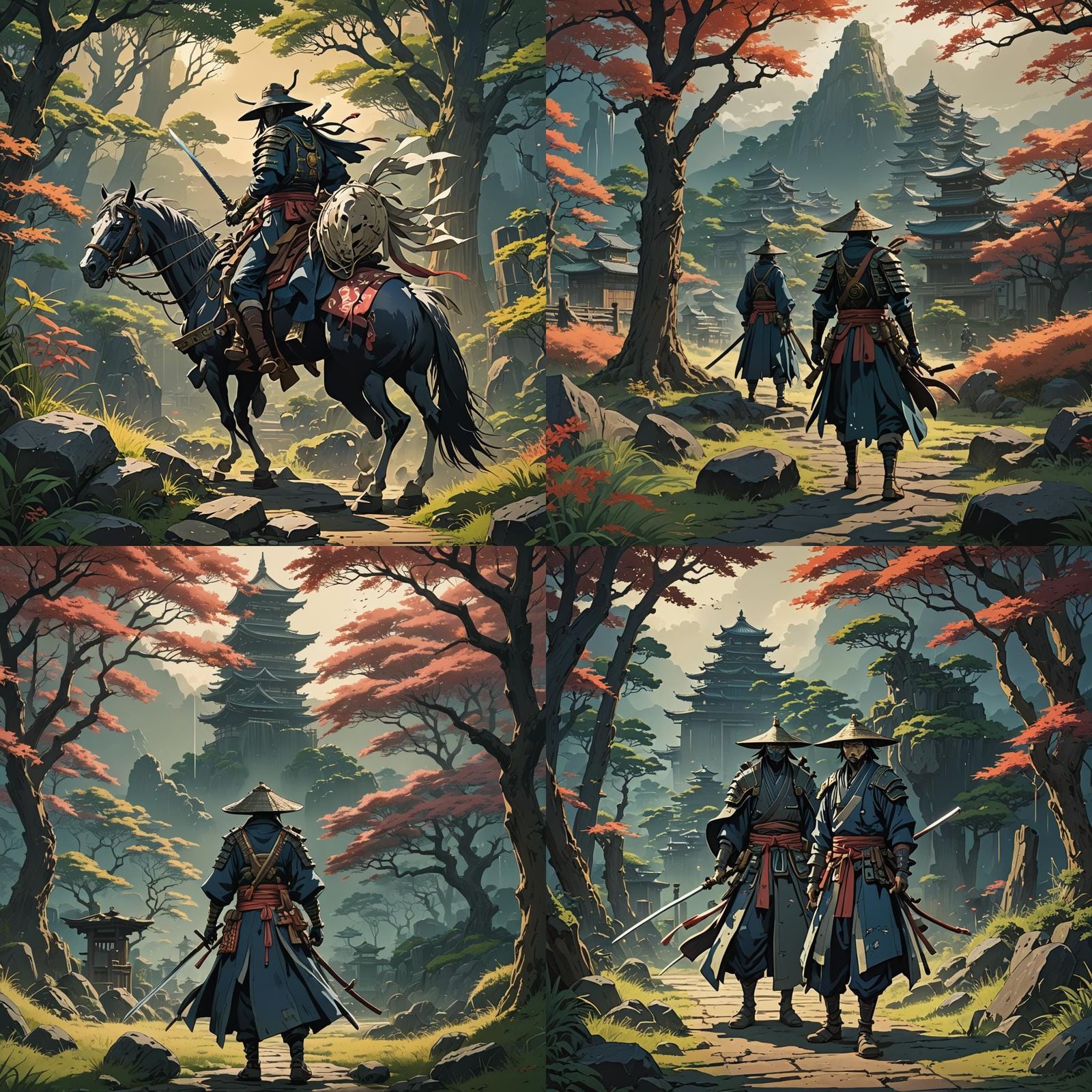 Shogun Samurai Cowboy Necromancer in Anime Style