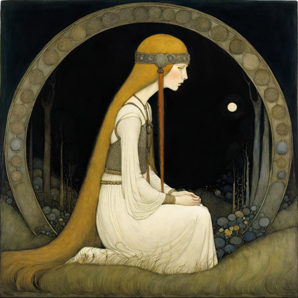 Enchanting Girl in Forest Illustration