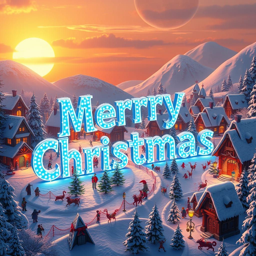 Whimsical Christmas Wonderland in Vibrant Colors