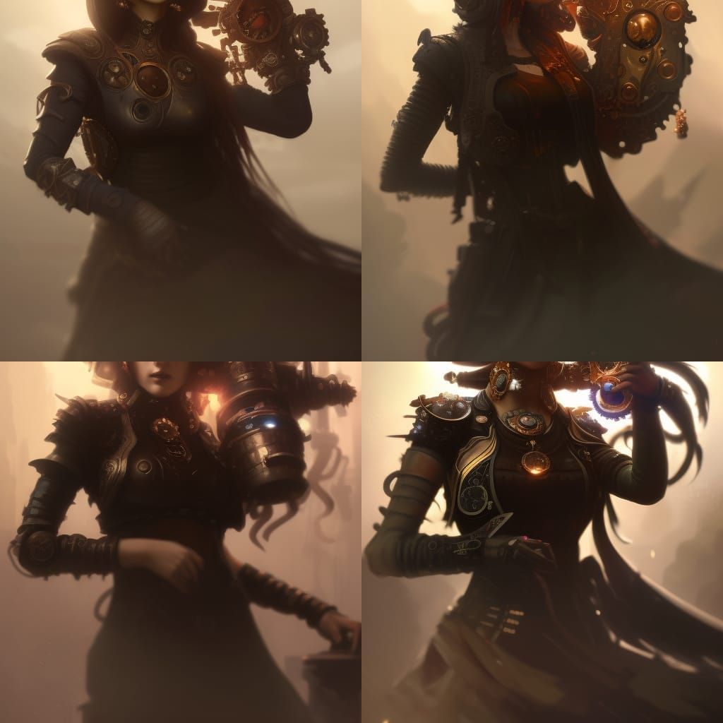 Steampunk Woman Portrait with Octopus Armor