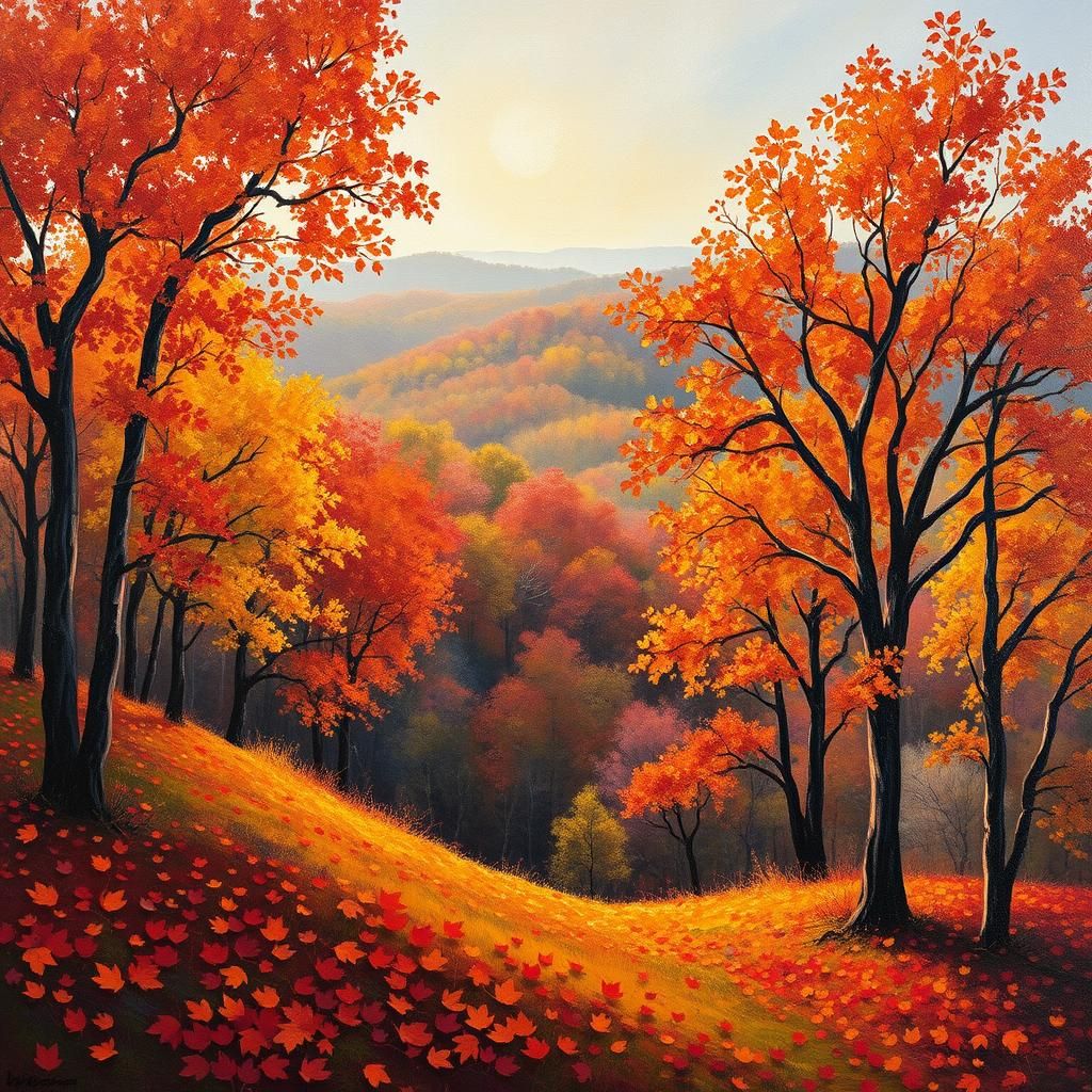 Driftless Area in Autumn: Impasto Oil Painting