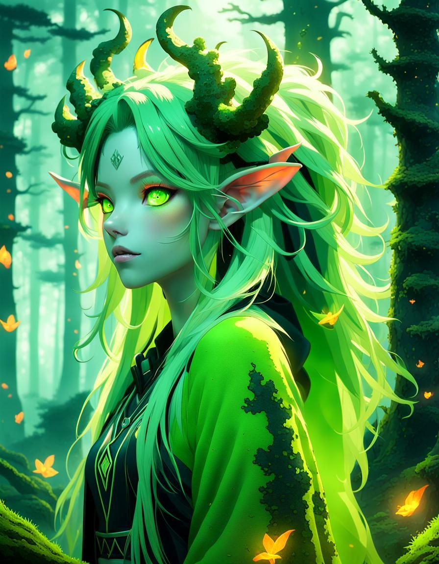Anime Satyr Girl in Misty Forest: 3D Art