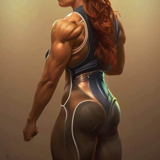 Mechanical Bodybuilder Portrait in Hyperdetailed Style