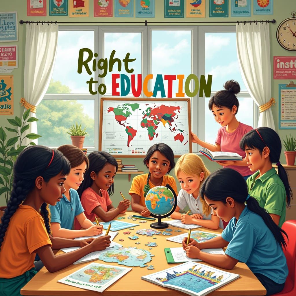 Inclusive and Vibrant Multicultural Classroom in Colorful Ha...