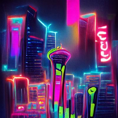 Vibrant Neon Cityscape at Night