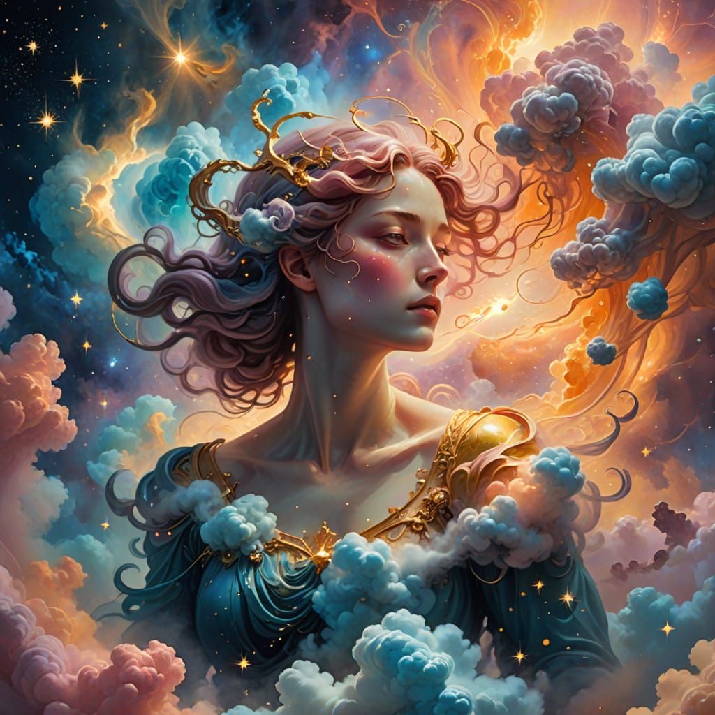 Persephone Nebula in Surrealist Oil Painting