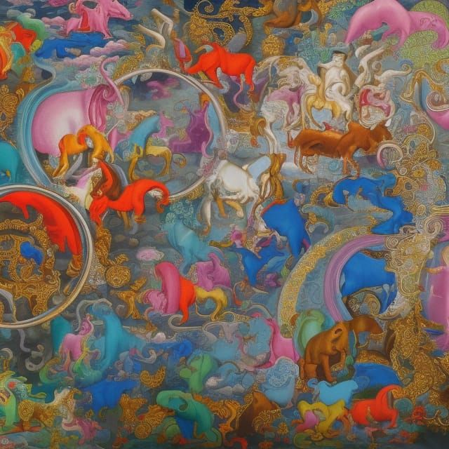 Surreal Moonscape with Flying Porcelain Elephants