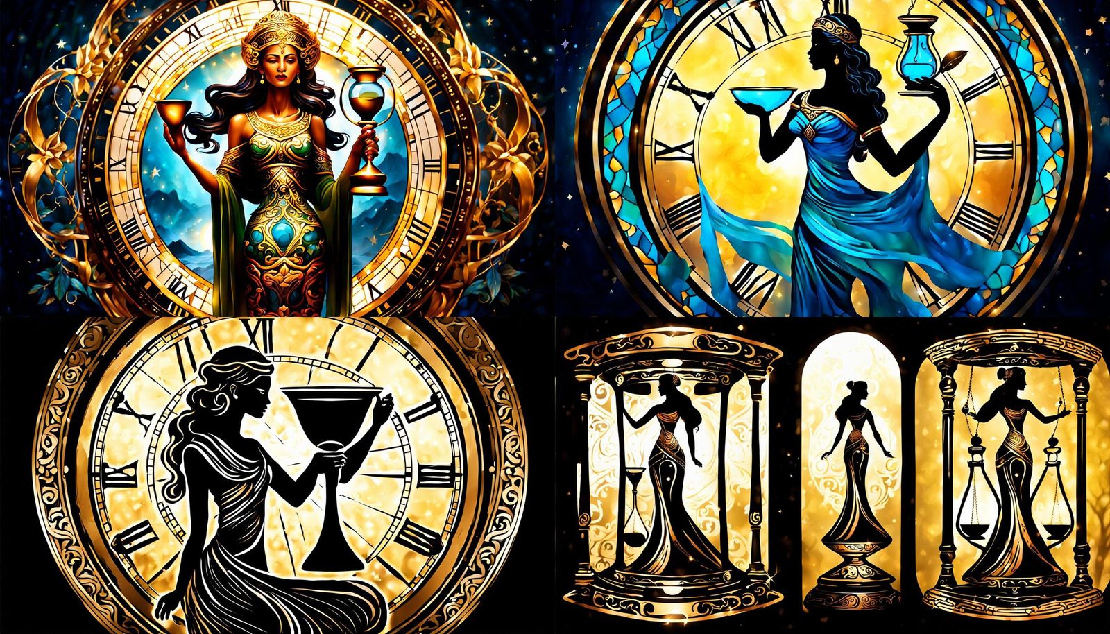 Goddess of Time with Hourglass: Digital Art Portrait
