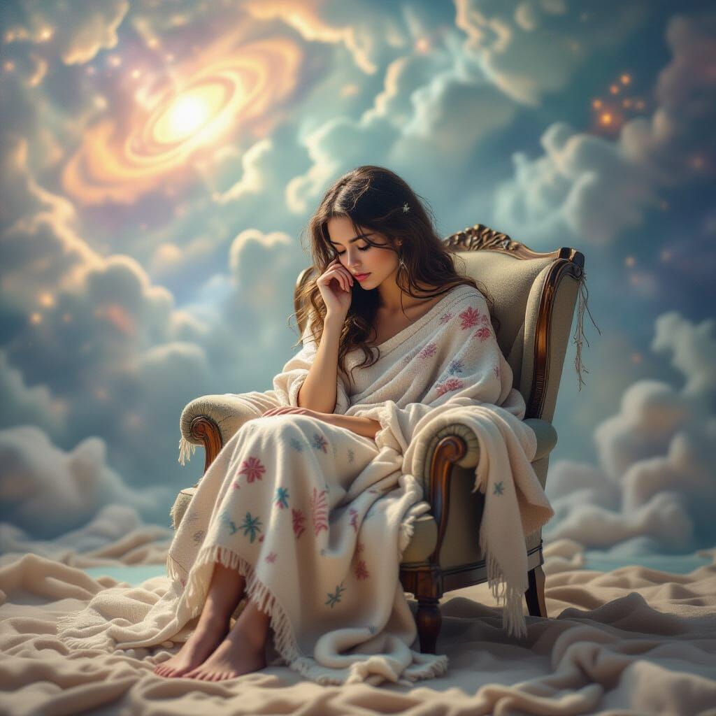 Woman in Astral Dreamscape of Fading Memories