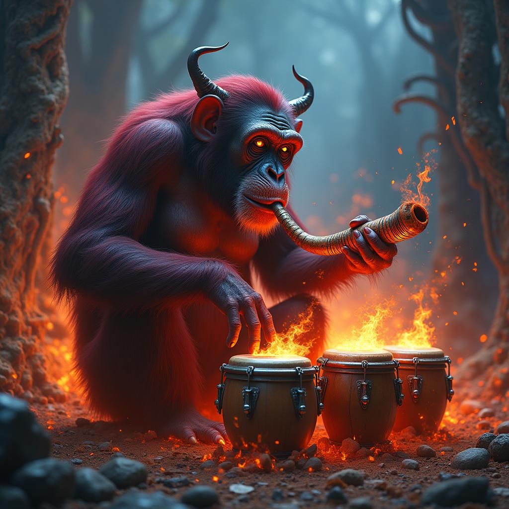 Demonic Chimpanzee's Fiery Bongo Performance