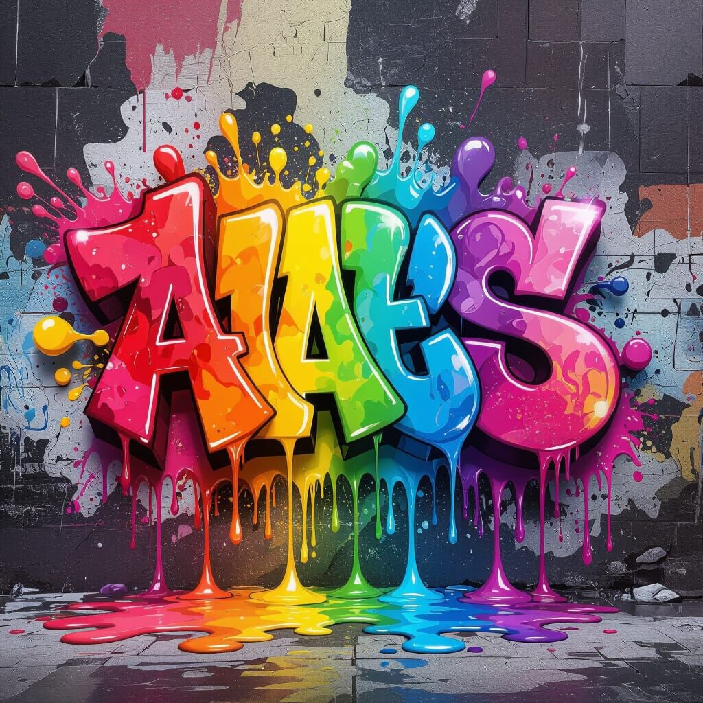 Vibrant Polychromatic Graffiti Art Splash Scene
