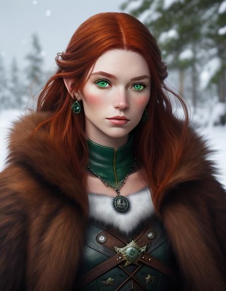 Redheaded Half-Elf Winter Witch