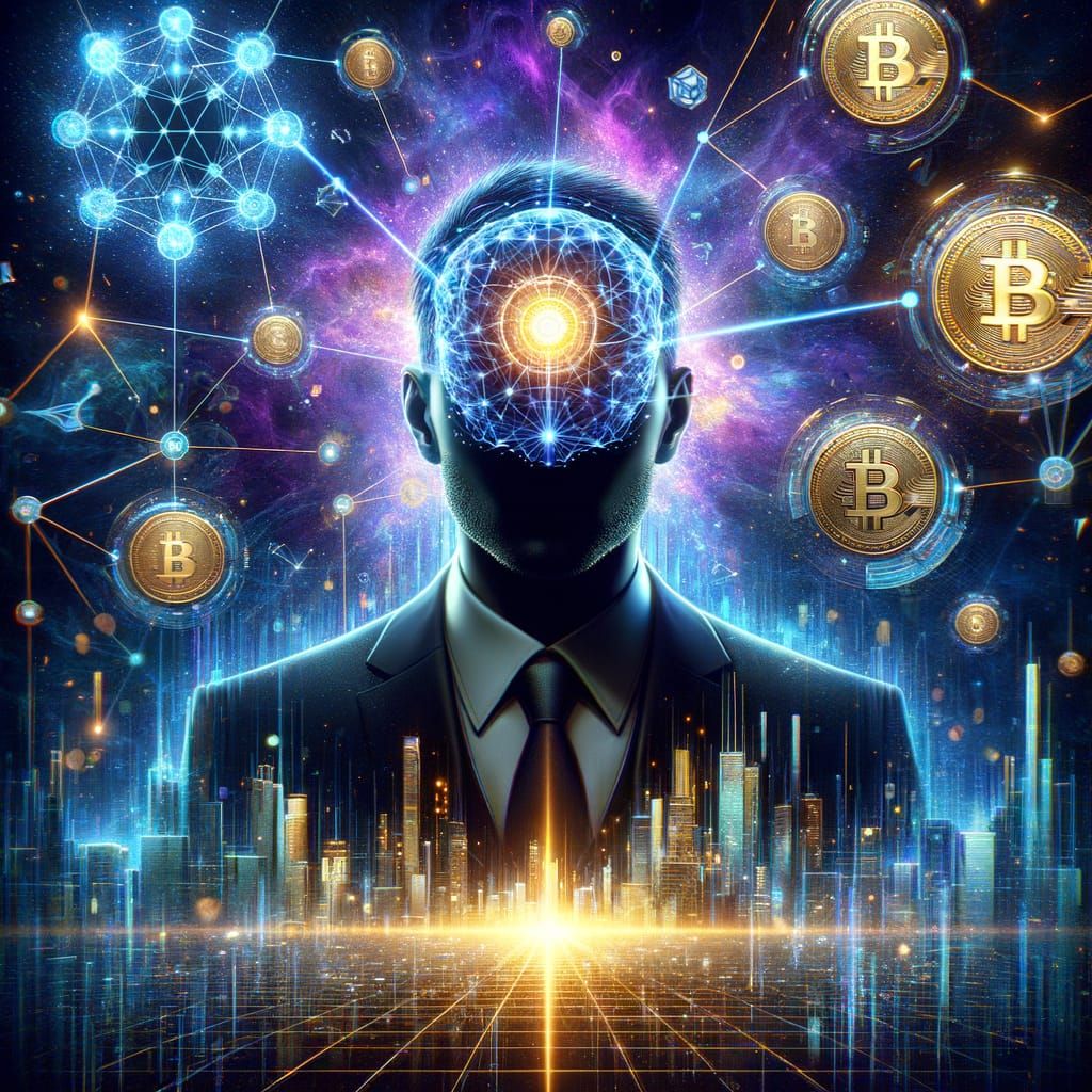 Cyberpunk AI Crypto Banner with Neural Network Core