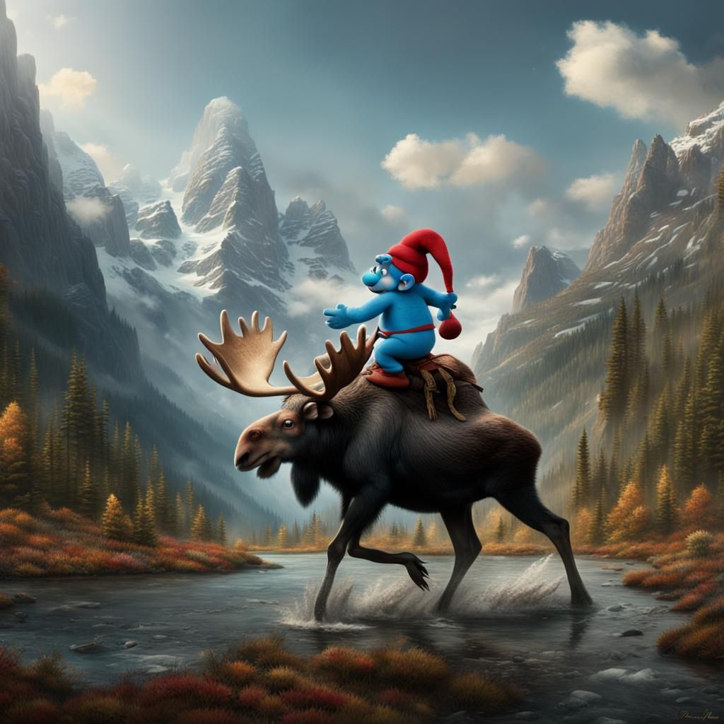 Papa Smurf Rides a Moose: Digital Matte Painting