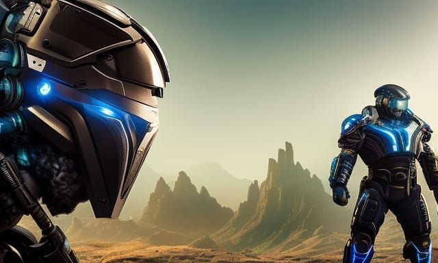 Robot Samurai Warrior on Alien Planet: Detailed Portrait